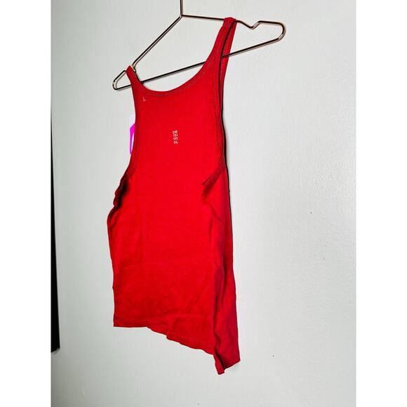 ONE TEASPOON Pink Rib Singlet Bower Bird Logo Tank Top NWT size XXL - Picture 5 of 6